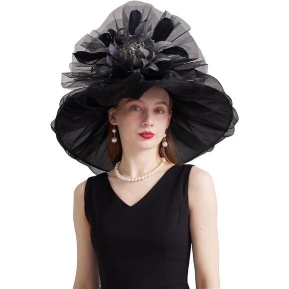 Women's Kentucky Derby Church Dress Hat 01-black, Grey - Picture 1 of 7